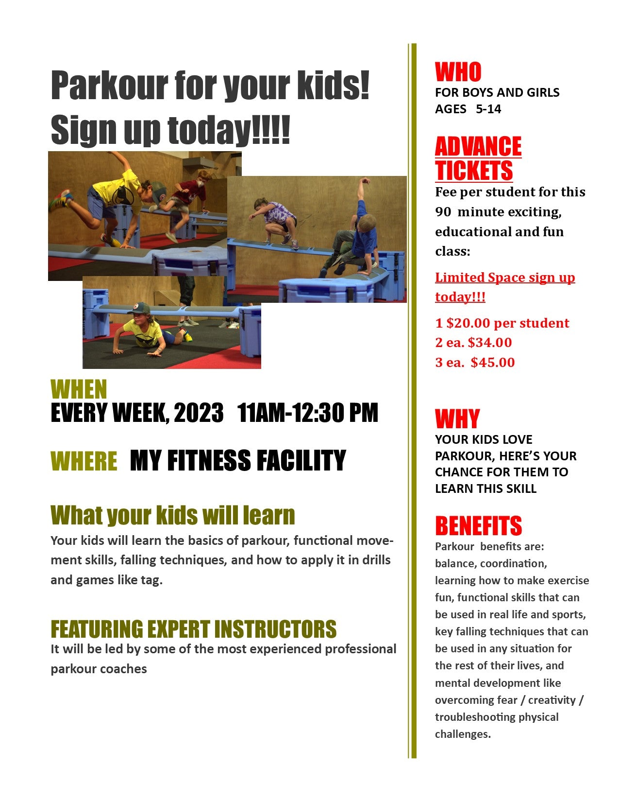APEX Parkour For Kids Course and training package - Railyard Fitness Obstacle Course